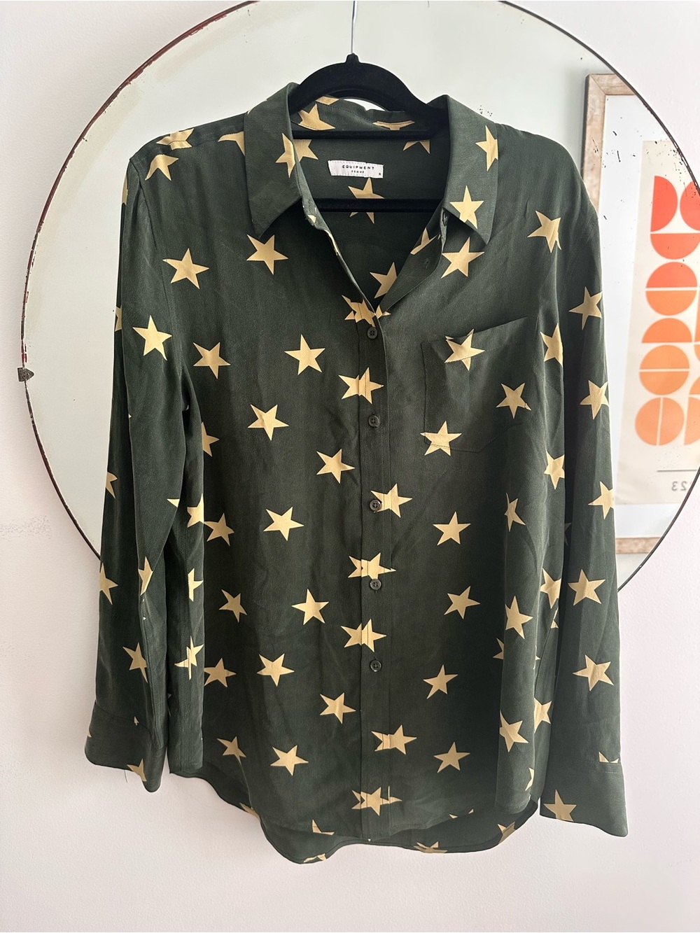 Equipment Olive Green Star-Print Button-Down Shirt